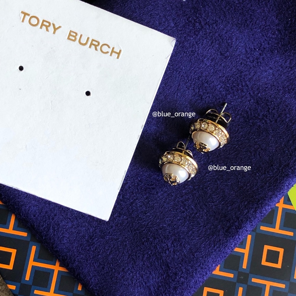✨NEW TORY BURCH✨CRYSTALS PEARL STUD EARRINGS - Picture 6 of 6